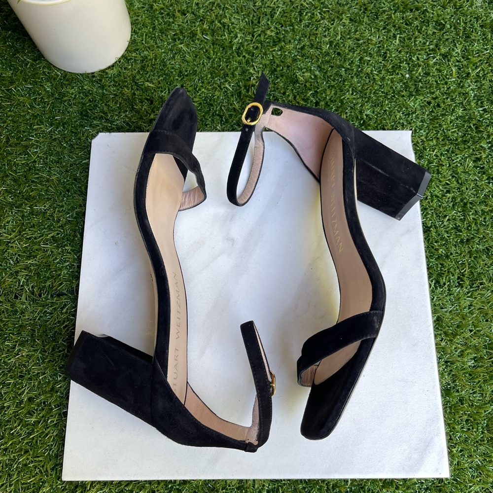 Stuart Weitzman Nearlynude Ankle strap suede leather sandals size 9B - Picture 8 of 16
